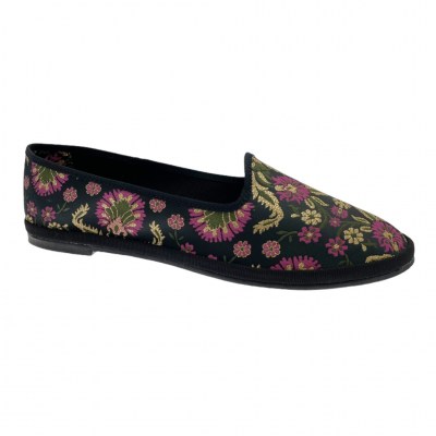 Le Friulane by Shoes4me ballerina slipper in black babouch alem morado silk