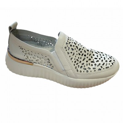 SUSIMODA 4056 scarpa donna sneaker slipon bianca traforata