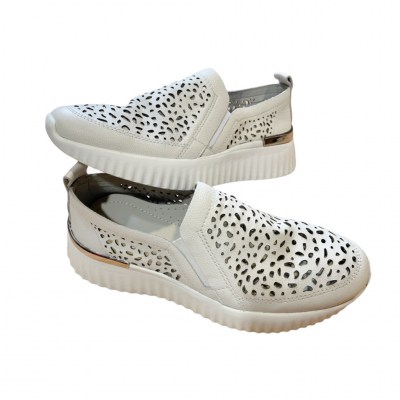 SUSIMODA 4056 scarpa donna sneaker slipon bianca traforata