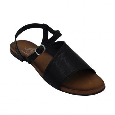 Angela Calzature Numeri Speciali sandali in pelle colore nero tacco basso 1-4 cm   numeri 41,42,43     