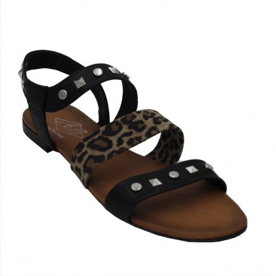 Angela Calzature Numeri Speciali sandali in pelle colore nero tacco basso 1-4 cm   numeri 42,43 44     