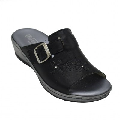 Florance  Shoes black leather heel 3 cm