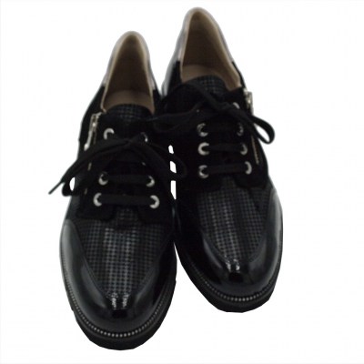 Angela Calzature inglesine in pelle colore nero tacco basso 1-4 cm   33,34,42,43,44 DONNA numeri speciali    