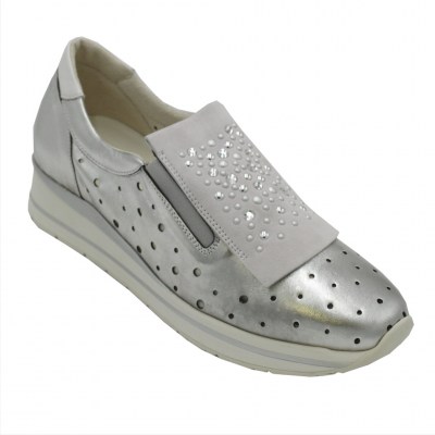 MELLUSO sneakers in pelle colore argento tacco basso 1-4 cm   numero 41     