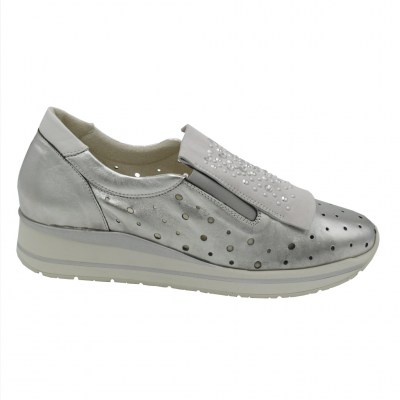 MELLUSO sneakers in pelle colore argento tacco basso 1-4 cm   numero 41     