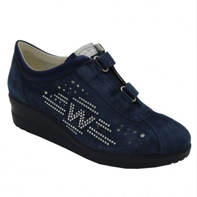 MELLUSO sneakers in camoscio colore blu tacco basso 1-4 cm   numero 41,42,43 Donna     