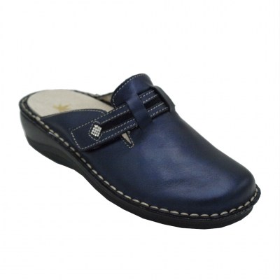 SUSIMODA pantofole ciabatte in pelle colore blu tacco basso 1-4 cm   fino al numero 42     