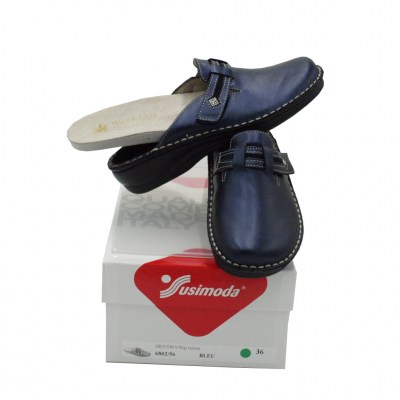 SUSIMODA pantofole ciabatte in pelle colore blu tacco basso 1-4 cm   fino al numero 42     