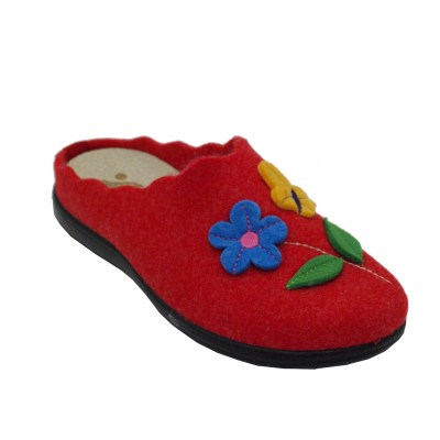 SUSIMODA pantofole ciabatte in lana cotta colore rosso tacco basso 1-4 cm   fino al numero 42     