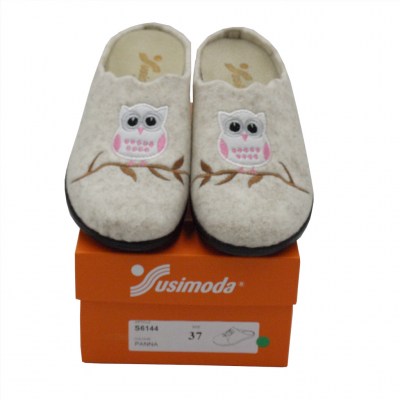 SUSIMODA pantofole ciabatte in lana cotta colore beige tacco basso 1-4 cm   fino al numero 42     