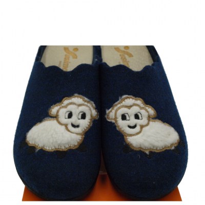SUSIMODA pantofole ciabatte in lana cotta colore blu tacco basso 1-4 cm   fino al numero 42     