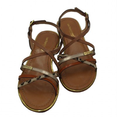 Les Tropeziennes sandali in cuoio naturale colore marrone tacco basso 1-4 cm        