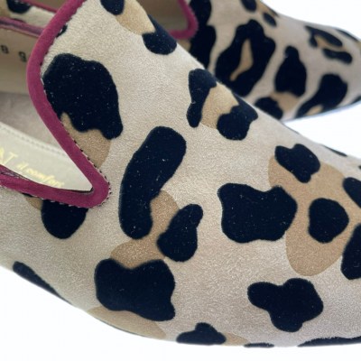 Calzaturificio Loren A1118 accollato pantofolina  leopard animalier predisposta plantare anatomico personalizzato