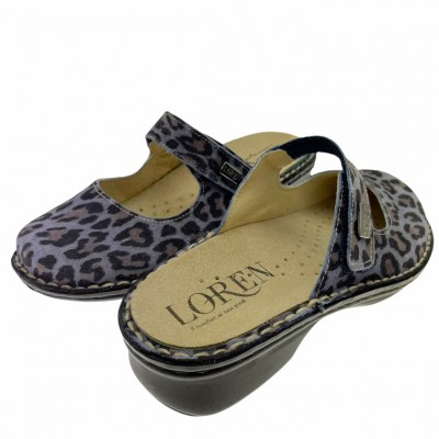 CALZATURIFICIO LOREN M2889 ciabatta chiusa sabot animalier  plantare estraibile regolabile