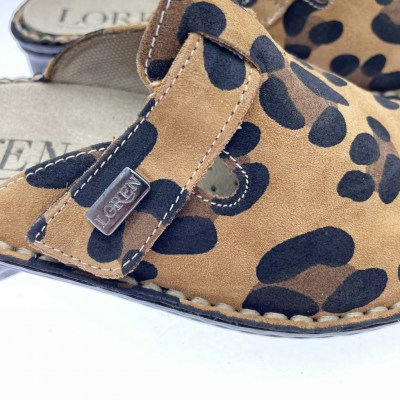 CALZATURIFICIO LOREN M2908 ciabatta chiusa animalier camel plantare estraibile regolabile