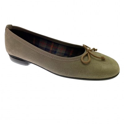 PAPERINA ballerina flat shoe camoscio tortora taupe 34