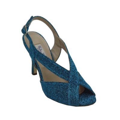 VALTER VIOLET sandali in tessuto glamour colore blu turchese tacco alto 8-11 cm        