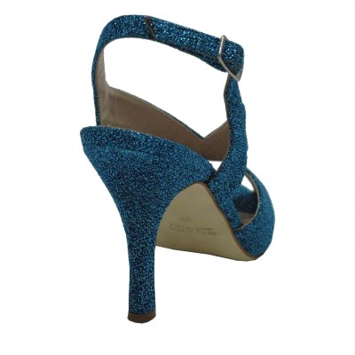 VALTER VIOLET  Shoes blu turchese tessuto glamour heel 9 cm