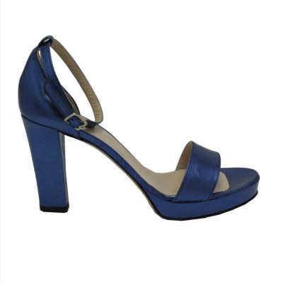 Angela Calzature Elegance sandali in pelle perlata colore bluette tacco alto 8-11 cm        