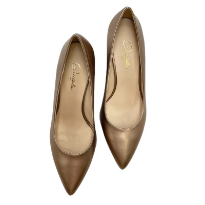 Angela Calzature  Shoes bronze leather heel 7 cm