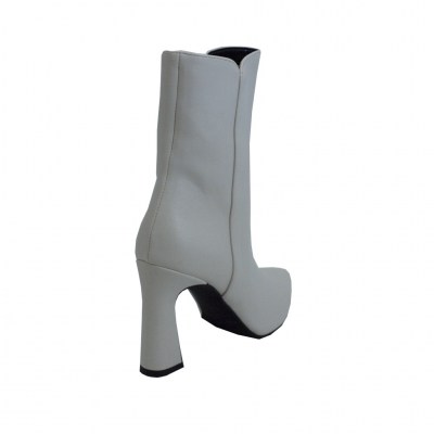 Angela Calzature stivali alla caviglia in sintetico colore avorio tacco alto 8-11 cm        