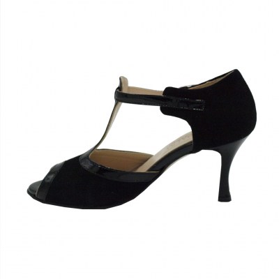 Angela Calzature Ballo  Shoes black chamois heel 8 cm