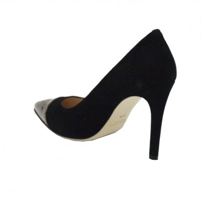VALTER VIOLET  Shoes black chamois heel 10 cm