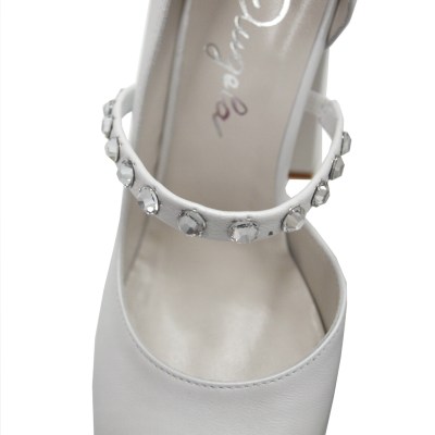 Angela calzature Sposa  Shoes White leather heel 9 cm