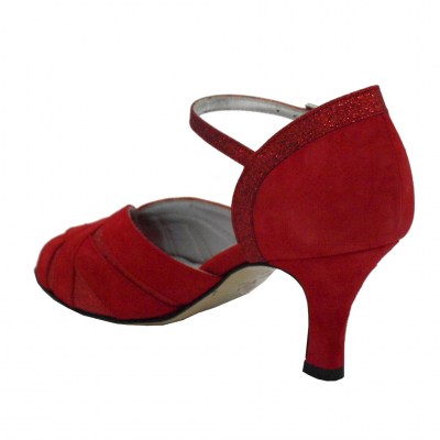 Angela Calzature Ballo  Shoes Red chamois heel 6 cm