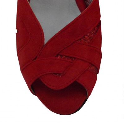 Angela Calzature Ballo  Shoes Red chamois heel 6 cm