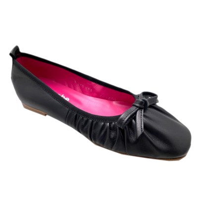 LE BABE FRIDA 2879S2 scarpa donna bellerina flat shoe arricciata nera made in Italy