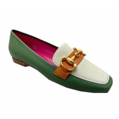 LE BABE 2876S2 scarpa donna mocassino con maxi morsetto tricolore made in Italy