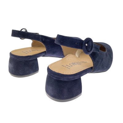 Calzaturificio Loren 5251 ARMONIA scarpa sandalo decoltè sling back in  blu calzata 7