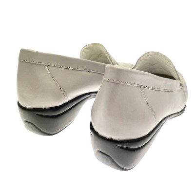 CALZATURIFICIO LOREN K4030  mocassino morbidone scarpa donna grigio perla con zeppa