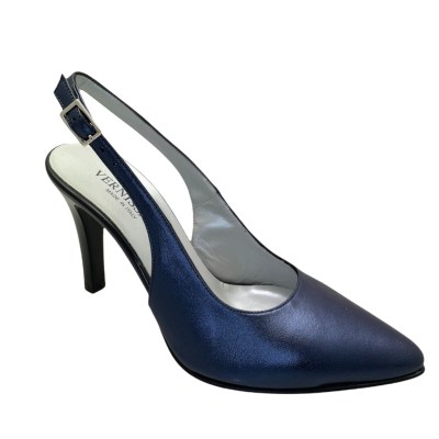 SOFFICE SOGNO 22173  scarpa sandalo decoltèe sling back BLU METAL sexy tacco alto dal 34