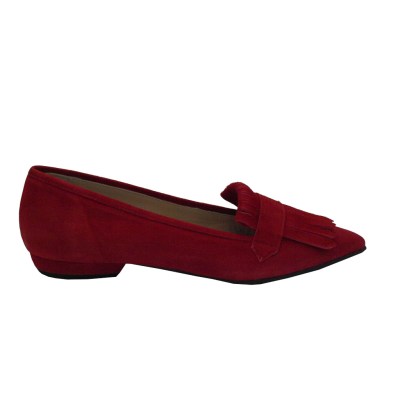 Angela Calzature mocassini in camoscio colore rosso tacco basso 1-4 cm        