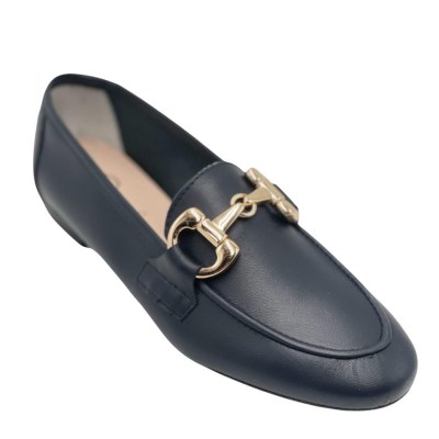 Angela Calzature mocassini in pelle colore blu tacco basso 1-4 cm   anche 34,41,42,43 numeri speciali    