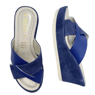 Angela Calzature Numeri Speciali special numbers Shoes Blue nabuk heel 8 cm