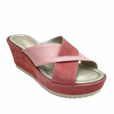 Angela Calzature Numeri Speciali scarpe a ciabatta in camoscio colore rosa tacco alto 8-11 cm   33,34 numeri speciali    