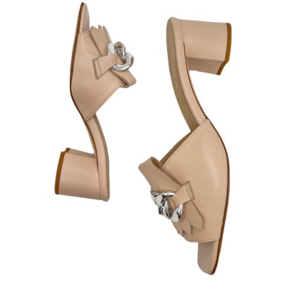 Angela Calzature Numeri Speciali scarpe a ciabatta in pelle colore beige tacco medio 4-7 cm   32,33,34,42,43 numeri speciali    