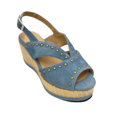 Angela Calzature Numeri Speciali sandali in camoscio colore azzurro tacco alto 8-11 cm   32,33,34 numeri speciali    