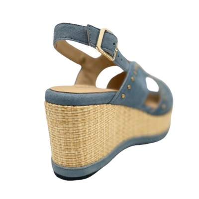 Angela Calzature Numeri Speciali sandali in camoscio colore azzurro tacco alto 8-11 cm   32,33,34 numeri speciali    