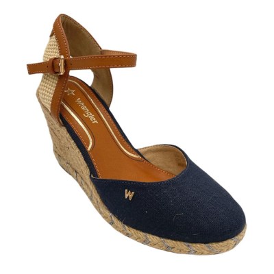 WRANGLER sandali in tessuto colore blu tacco alto 8-11 cm        
