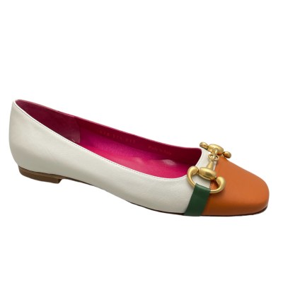 LE BABE FRIDA scarpa donna ballerina mocassino flat shoe tricolor con morsetto dal 34