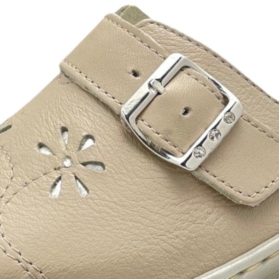 Florance 22530 ciabatta aperta per donna sabot scalzato beige regolabile fibbia