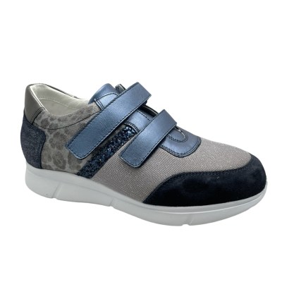 Loren C3946  sneaker multicolore blu grigia elasticizzata calzata L soletta estraibile chiusura a strappo