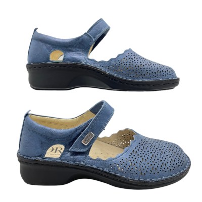 CALZATURIFICIO LOREN M2914  ballerina mary jane scarpa donna con laccetto blu avio soletta estraibile 42