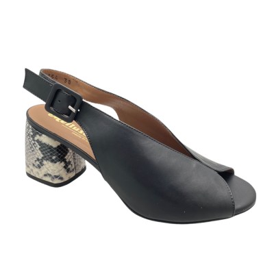 MELLUSO N622 sandalo per donna  nero tacco animalier