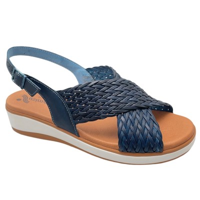 SUSIMODA  sandalo per donna con zeppa blu incrociata super comoda