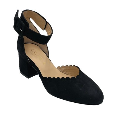 Angela Calzature Numeri Speciali special numbers Shoes black chamois heel 5 cm